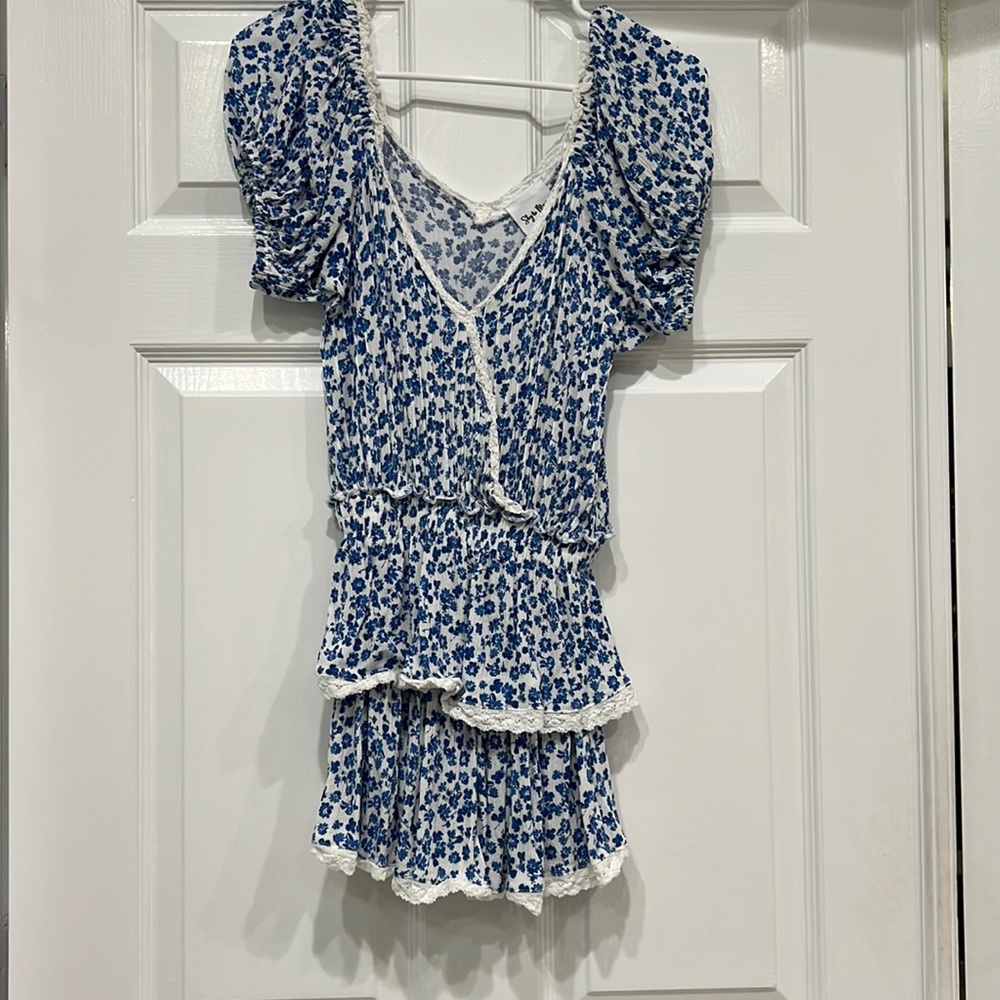 Isabelle’s Cabinet Strollin’ By Blue Floral Dress S